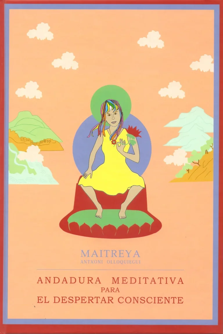 Portada del libro «Andadura meditativa para el despertar consciente», de Antxoni Olloquiegui, con el Buda Maitreya